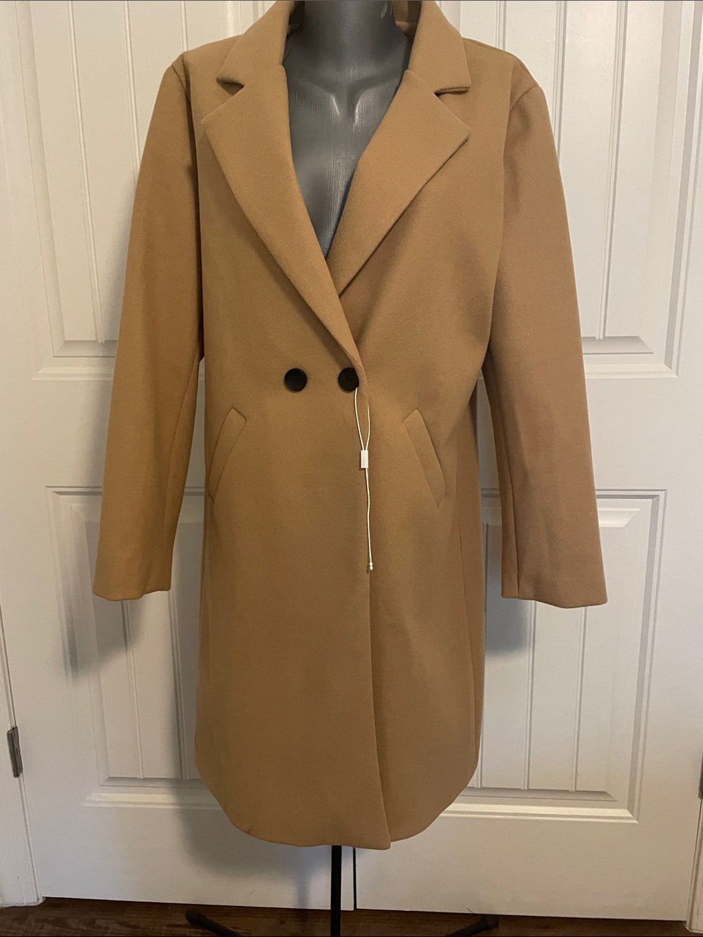 Women's Camel Trench Coat with Notch Lapel